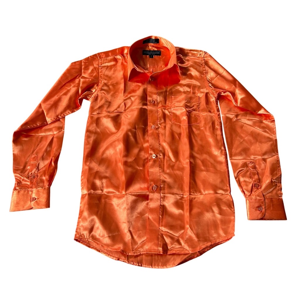 Trouvé Orange Satin Button-Down Shirt
